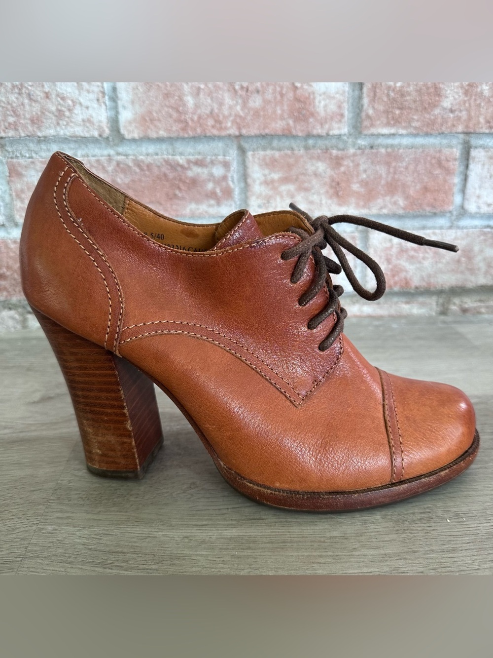 Kork-Ease Block Heels Wendy Lace Up Women’s 8.5 Leather Tan Academia Cottage - Picture 3 of 9